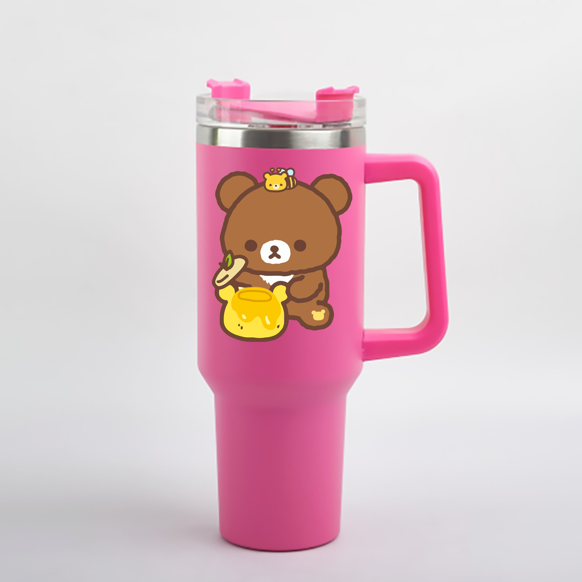 （画像用） リラックマ リラックマ キイロイトリ Rilakkuma Korilakkuma Kiiroitori 1200mL車用タンブラー - クリスタルステッカー（プラスチックストロー付き）